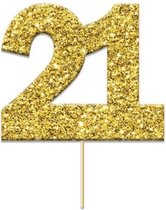 Witbaard Caketopper '21' Glitter 4 Cm Karton Goud 12 Stuks