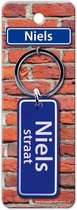 Paper Dreams Sleutelhanger Straatnaam Niels 9 Cm Staal Blauw