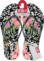 Xq Footwear Teenslippers Dames Polyester Zwart/wit/roze Mt 40