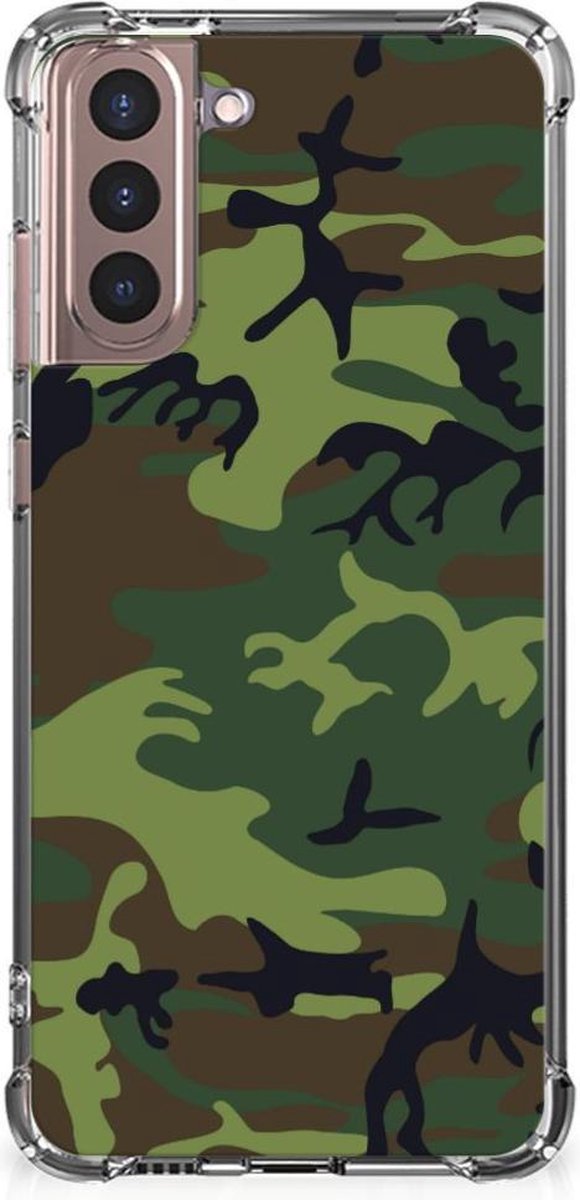 Samsung Galaxy S21 Plus Doorzichtige Silicone Hoesje Army Dark