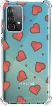 Hippe Hoesje Geschikt voor Samsung Galaxy A52 4G/5G Smartphone hoesje met doorzichtige rand Hearts