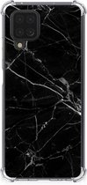 Smartphone hoesje Geschikt voor Samsung Galaxy A12 Mobiel Hoesje met transparante rand Marmer Zwart