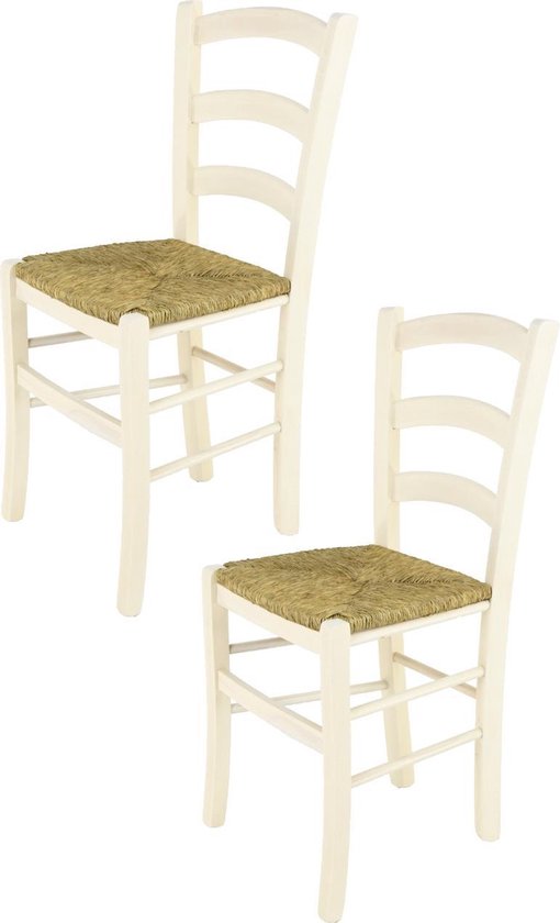 Foto: Tommychairs venice eetkamerstoelen set van 2 wit rotan hout