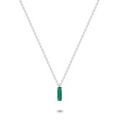 Twice As Nice Halsketting in edelstaal, baguette, smarag kleurige kristal  38 cm+5 cm