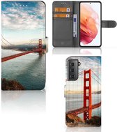 Smartphonehoesje met naam Geschikt voor Samsung Galaxy S21 GSM Hoesje Golden Gate Bridge