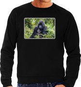 Dieren sweater met apen foto - zwart - voor heren - natuur / Gorilla aap cadeau trui - kleding / sweat shirt S