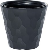 Set van 2x stuks kunststof Rocka bloempot/plantenpot antraciet 30 x 28 cm - 12 liter - Ronde bloempotten