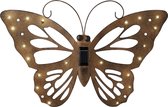 IJzeren decoratie vlinder met solar verlichting 53 x 35 cm - Solarlampen - Wanddecoratie - Tuinverlichting - Zonne-energie