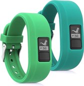 kwmobile horlogeband voor Garmin Vivofit jr. / jr. 2 - Maat S - 2x siliconen armband voor fitnesstracker in groen / turquoise