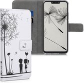 kwmobile telefoonhoesje voor Huawei Mate 20 Lite - Hoesje met pasjeshouder in zwart / wit - Paardenbloemen Liefde design
