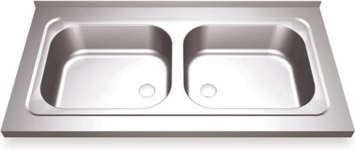 Simex double industrial kitchen sink with framework in stainless steel - in 4 sizes