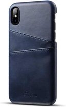 Suteni Calf Texture-beschermhoes voor iPhone X / XS, met kaartsleuven (blauw)