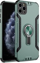 Voor iPhone 11 Pro metalen ringhouder 360 graden roterende TPU + pc-beschermhoes (groen)