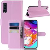 Litchi Texture Horizontale Flip Leren Case voor Galaxy A70, met Portemonnee & Houder & Kaartsleuven (Roze)