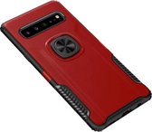 Schokbestendige magnetische autohoes met 360 graden gouden pantserring voor Galaxy S10 5G (rood)