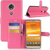 Litchi Texture Horizontale Flip Leren Case voor Motorola Moto E5 Plus (Brazilië / EU-versie), met Portemonnee & Houder & Kaartsleuven (Magenta)