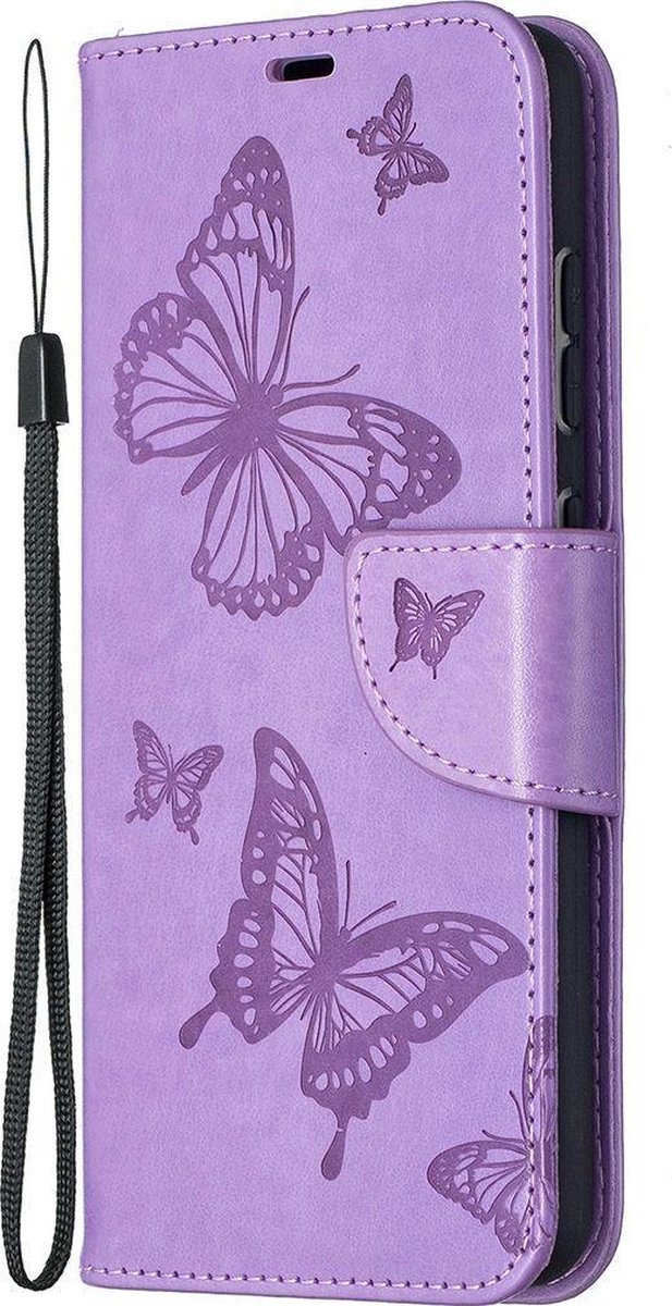 Mobigear Telefoonhoesje geschikt voor Samsung Galaxy A52s 5G Hoesje | Mobigear Butterfly Bookcase Portemonnee | Pasjeshouder voor 2 Pasjes | Telefoonhoesje voor Pinpas / OV Kaart / Rijbewijs - Paars
