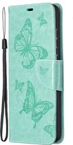Samsung Galaxy A72 Hoesje - Mobigear - Butterfly Serie - Kunstlederen Bookcase - Turquoise - Hoesje Geschikt Voor Samsung Galaxy A72
