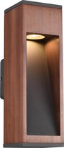 LED Tuinverlichting - Wandlamp Buitenlamp - Trion Enico - GU10 Fitting - Rechthoek - Hout - Natuur Hout - BSE