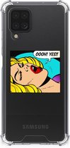 Anti Shock Bumper Case Geschikt voor Samsung Galaxy A12 Smartphone hoesje met doorzichtige rand Popart Oh Yes