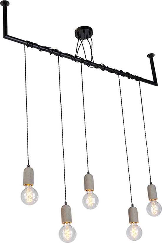 QAZQA cavoba hl - Grande suspension - 5 lumières - L 1240 mm - Grijs