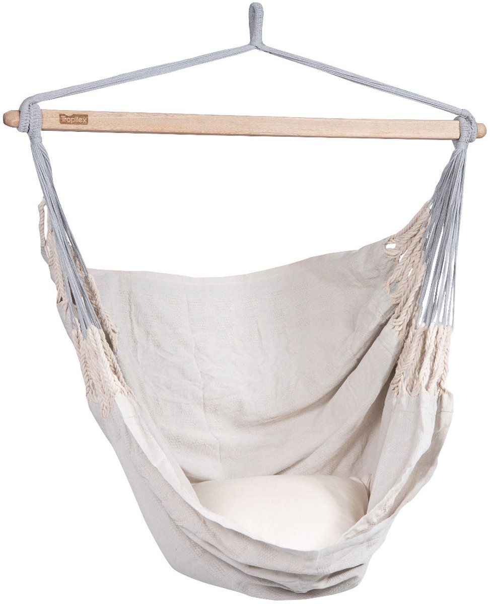 Hangstoel Eénpersoons 'Comfort' Pearl (Wit / Ecru) | Bijpasende opbergtas | 120 KG | Handgemaakt in Colombia | 1% For The Planet | Tropilex