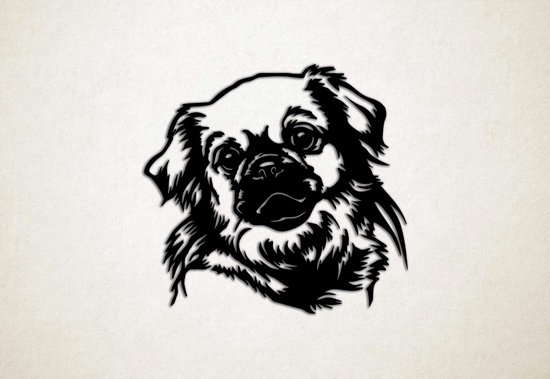 Wanddecoratie - Hond - Tibetaanse Spaniel - L - 75x79cm - Zwart - muurdecoratie - Line Art
