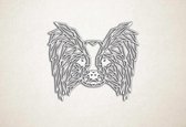 Line Art - Hond - Papillon - XS - 25x29cm - Wit - geometrische wanddecoratie