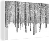 Canvas Schilderij Dennenbomen in de sneeuw - 90x60 cm - Wanddecoratie