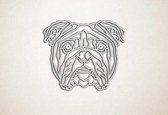 Line Art - Hond - Engelse Bulldog - S - 45x54cm - EssenhoutWit - geometrische wanddecoratie