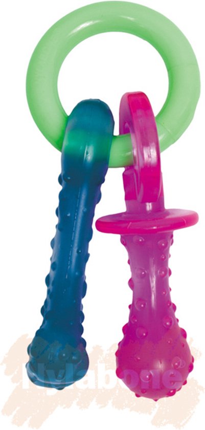 Sucette de dentition Nylabone Puppy Flexible - Jouets pour chiens - Lard 215x100x38 mm 108 g Rose Bleu Vert Jusqu'à 11kg Petit