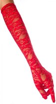 Atixo - Long Lace Kostuum Handschoenen - Rood