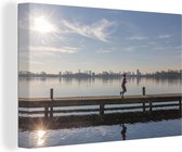 Canvas Schilderij Rotterdam - Skyline - Water - 120x80 cm - Wanddecoratie