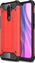 Armor Hybrid Back Cover - Xiaomi Redmi 9 Hoesje - Rood