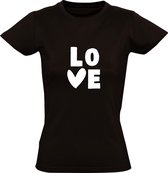 Love hartje dames  t-shirt | liefde | huwelijk | vrijgezel | relatie | scheiding | hartje | kado | Zwart