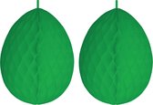 3x stuks hangdecoratie honeycomb paaseieren groen van papier 30 cm - Brandvertragend - Paas/pasen thema decoraties/versieringen