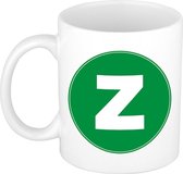 Mok / beker met de letter Z groene bedrukking voor het maken van een naam / woord of team