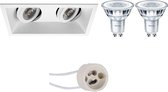 PHILIPS - LED Spot Set - CorePro 840 36D - Primux Zano Pro - GU10 Fitting - Inbouw Rechthoek Dubbel - Mat Wit - 4.6W - Natuurlijk Wit 4000K - Kantelbaar - 185x93mm