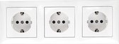 Wandcontactdoos - Igna Cika - Inbouw - 3-voudig - Randaarde - Incl. Afdekraam - Wit