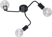 LED Plafondlamp - Trinon Dolla - E27 Fitting - 3-lichts - Rond - Mat Zwart - Aluminium