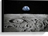 Canvas  - Uitzicht op de Aarde vanaf de Maan - 40x30cm Foto op Canvas Schilderij (Wanddecoratie op Canvas)