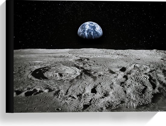 hooi behalve voor propeller Canvas - Uitzicht op de Aarde vanaf de Maan - 40x30cm Foto op Canvas  Schilderij... | bol.com