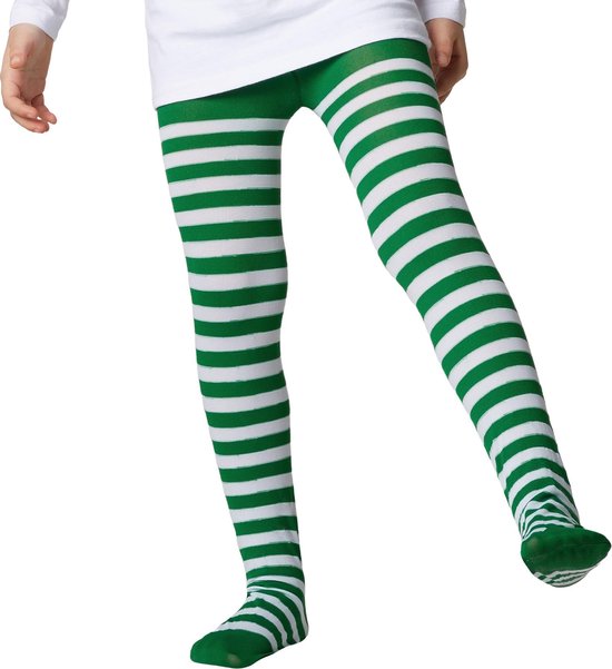dressforfun Gestreepte kousenbroek voor kinderen groen-wit 134/152 - verkleedkleding... |