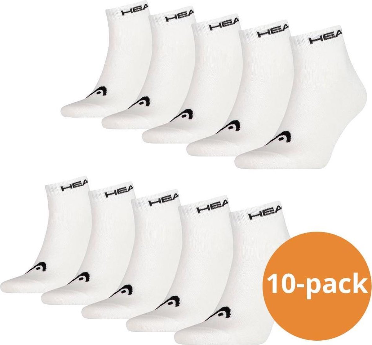 HEAD Quarter Sokken 10 paar enkelsokken Unisex Wit