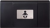 Foundations Ultra 200-EH baby verschoontafel van kunststof in zwart – opklapbaar met wandmontage - Inclusief ingebouwde dispenser en dubbele tassenhaken