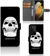 Bookcase Geschikt voor Samsung Galaxy S21 Ultra GSM Hoesje Skull Eyes