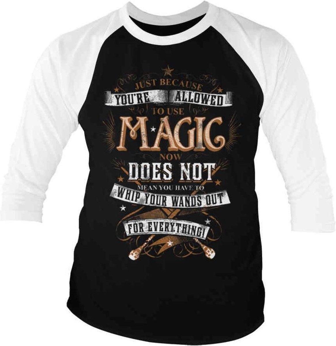 Harry Potter Raglan top -S- Magic Zwart/Wit