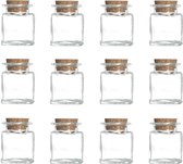 Set van 24x stuks voorraadpotjes/bewaarpotjes 50 ml glas met kurken stop - Kruidenpotjes