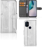 Telefoonhoesje OnePlus Nord N10 Smartphonehoesje met naam White Wood
