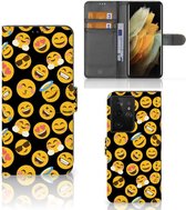 Flip Cover Geschikt voor Samsung Galaxy S21 Ultra Telefoon Hoesje Emoji